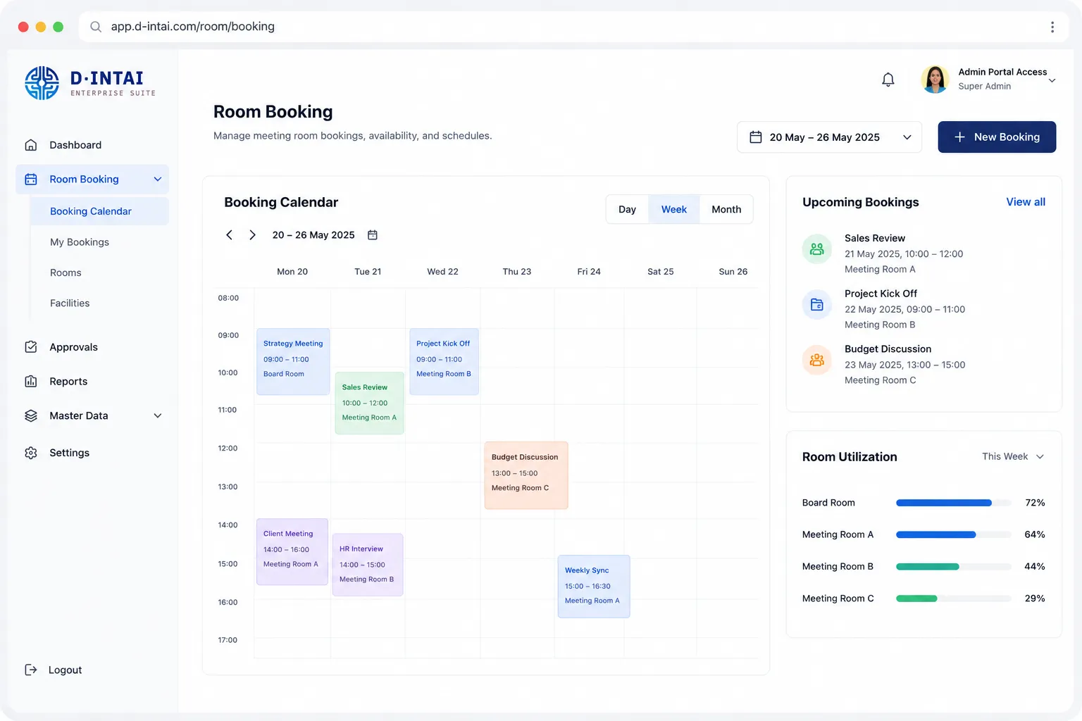 D-INTAI Room Booking Management application preview